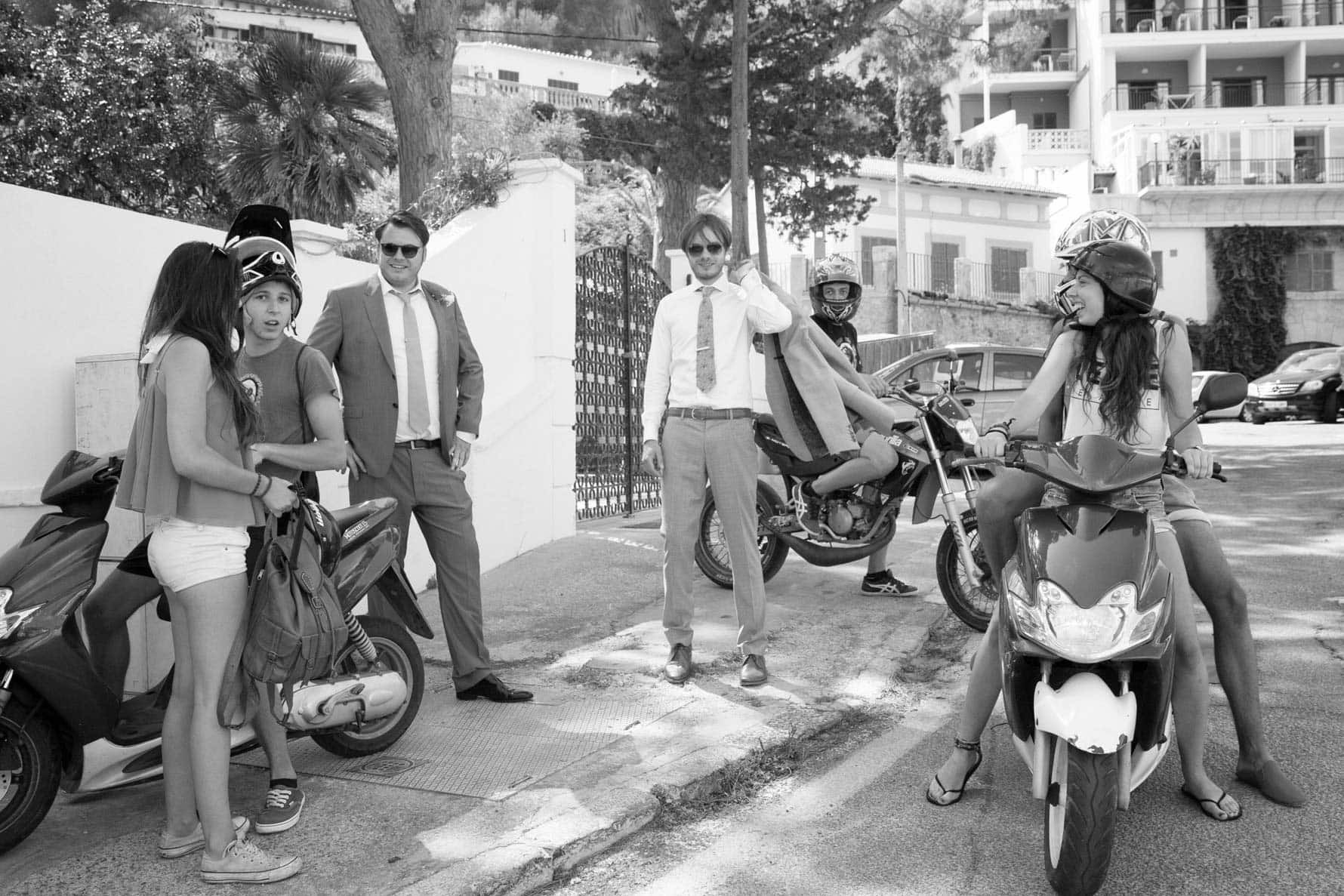 "With the scooters" by Mallorca wedding photographer in Port de Soller