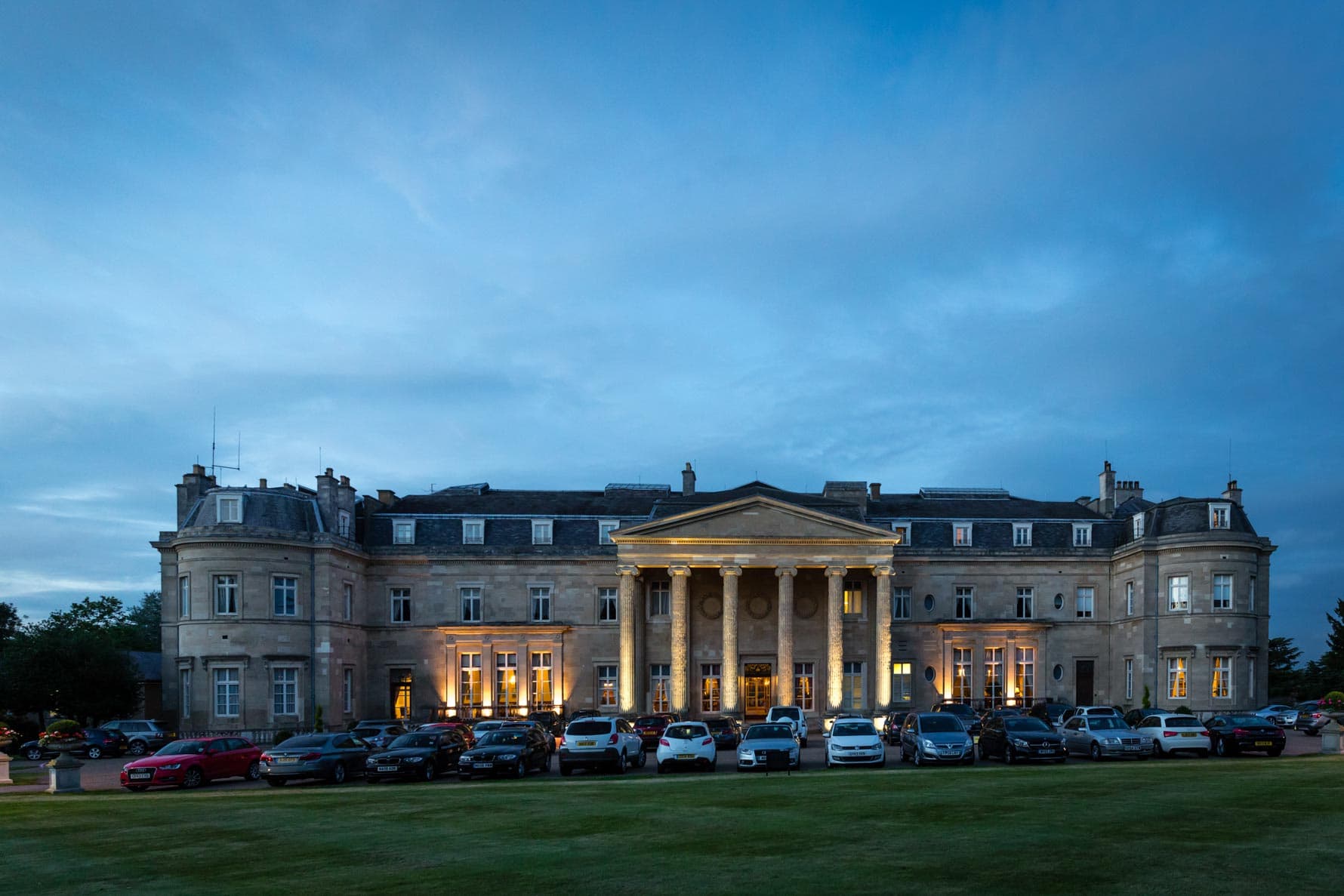Luton Hoo Hotel in Bedfordshire at dusk
