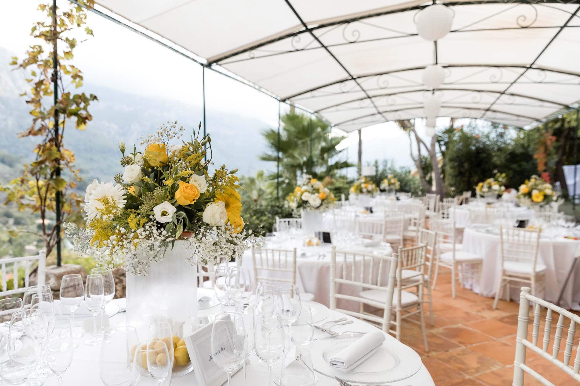 The beautiful terrace at the boutique hotel Can Verdera waiting for the wedding guests