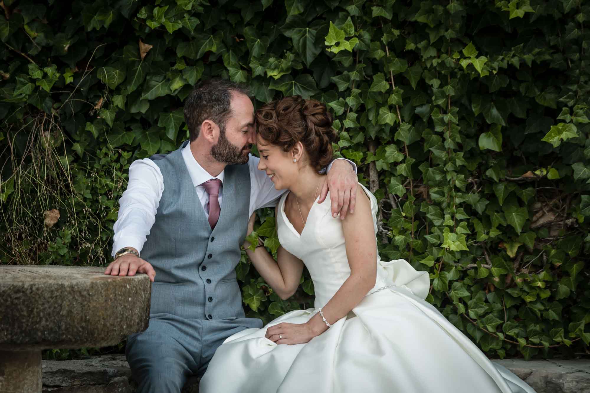 An intimate moment between the bride and groom at their Mallorca finca wedding